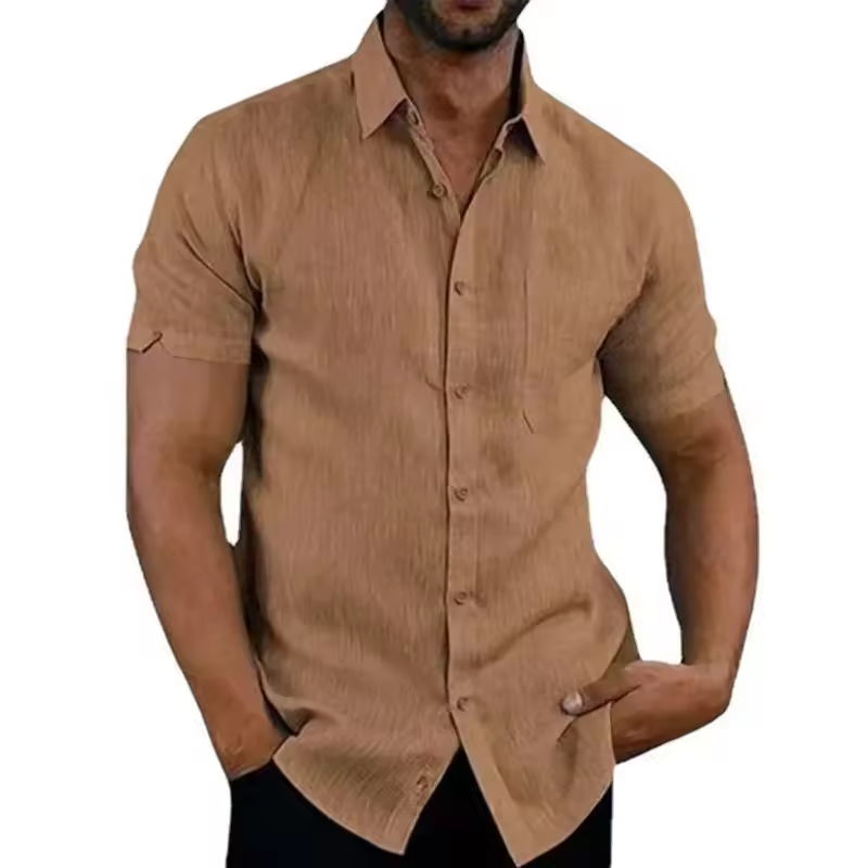 Casual Linen Short-Sleeve Shirt