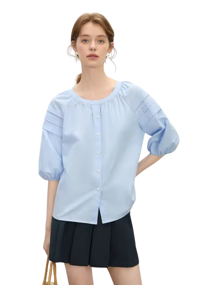 Puff Sleeve Cotton Blouse